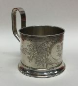 A large good quality Russian silver glass holder e