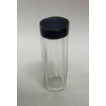 A silver and blue enamelled scent bottle. 925 stan