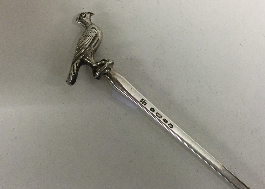 An unusual Victorian silver meat skewer. London 18