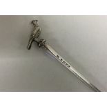 An unusual Victorian silver meat skewer. London 18