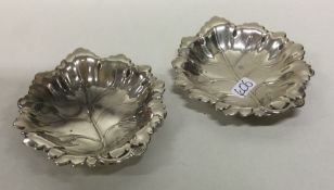 A pair of stylish silver leaf shaped dishes. Birmi
