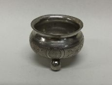 A Russian silver salt with floral engravings. Appr