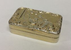 A good quality silver gilt snuff box with a chased
