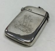 CHESTER: An engraved silver vesta case decorated w
