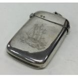 CHESTER: An engraved silver vesta case decorated w