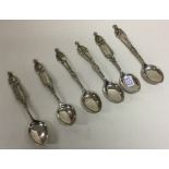 An unusual set of six Danish silver teaspoons deco