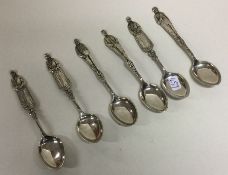 An unusual set of six Danish silver teaspoons deco