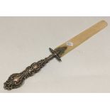 An Edwardian silver and ivory mounted paper knife.