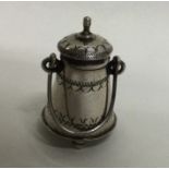 A small Continental silver miniature milk churn wi