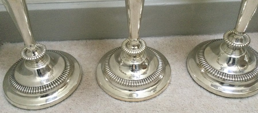 A rare Georgian silver suite of candelabra and can - Image 2 of 3