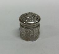 A chased silver and hobnail cut pill box. Birmingh