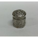 A chased silver and hobnail cut pill box. Birmingh