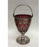 AUGSBURG: An attractive silver and cranberry glass