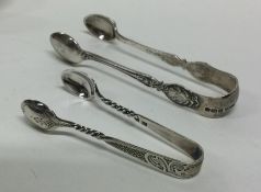 Two small pairs of silver sugar tongs. Various dat