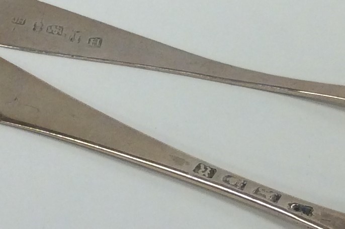 Two bright cut silver tablespoons. Various dates a - Image 2 of 2