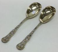 A pair of fine Victorian silver gilt chased servin