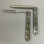 A rare pair of large silver and MOP travelling cut