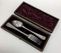 A Victorian silver christening spoon together with