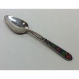 BERNARD INSTONE: A heavy silver tapering spoon wit