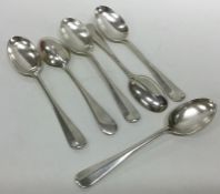 A heavy set of six rat tail pattern silver teaspoo