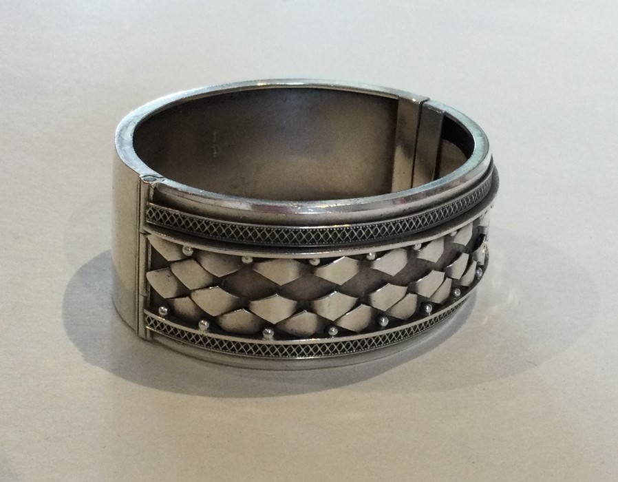 A Victorian silver hinged bangle with concealed cl - Image 2 of 2