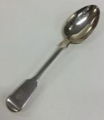 A heavy fiddle pattern silver dessert spoon. Londo