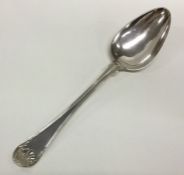 A Swedish silver basting spoon with shell terminal