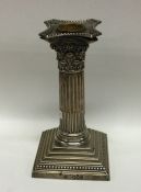 An Edwardian silver Corinthian column candlestick