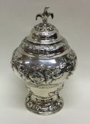 A good heavy George II silver pear shaped tea cadd