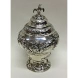 A good heavy George II silver pear shaped tea cadd