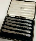 A cased set of five silver handled knives. By Mappi