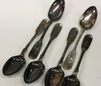 A good set of six Victorian silver scroll decorate