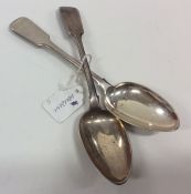 ABERDEEN: A pair of fiddle pattern silver dessert