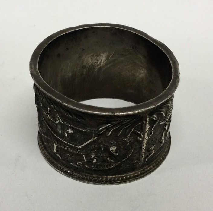 A Chinese silver napkin ring decorated with figure - Image 3 of 3