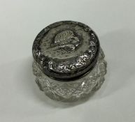 A hobnail cut silver mounted dressing table jar de