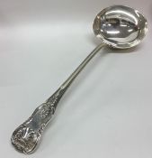 A heavy large Georgian silver soup ladle. London