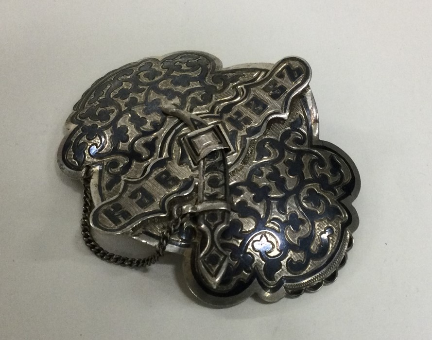 A Russian silver and Niello buckle. Marked to reve