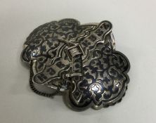 A Russian silver and Niello buckle. Marked to reve