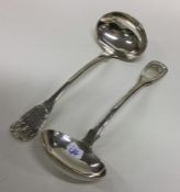 A good pair of Scottish silver ladles with shell t