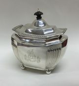 A fine quality Victorian silver tea caddy with cut