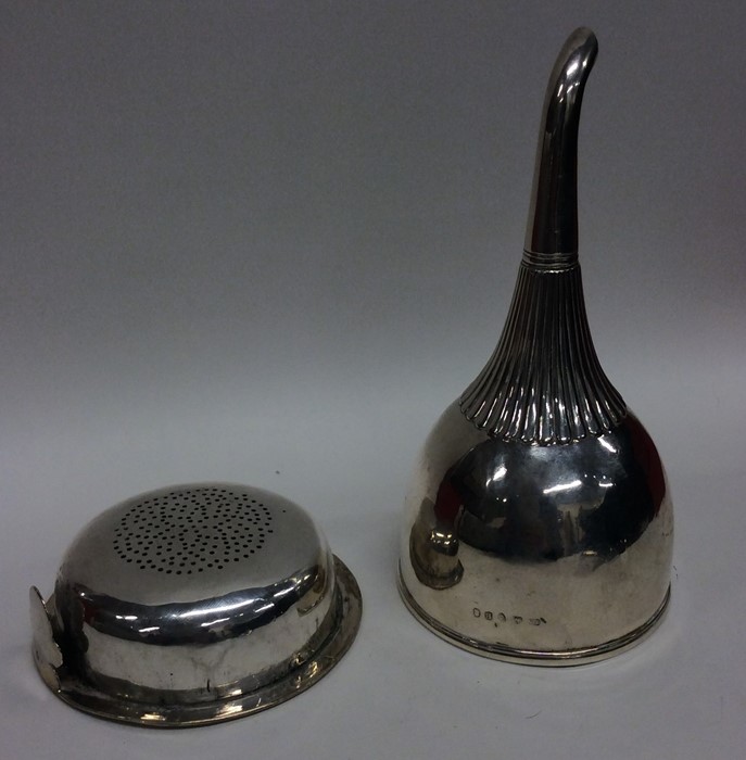 A good large Georgian silver wine funnel together - Image 2 of 2