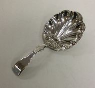 An unusual silver caddy spoon with shell bowl. Lon