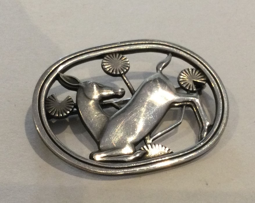 GEORG JENSEN: A stylish oval Danish silver brooch