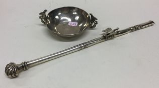A South American silver two handled dish together