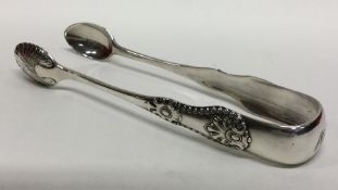 GLASGOW: A heavy pair of cast silver ice tongs. 18