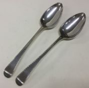 A pair of attractive bright cut silver tablespoons