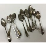 A collection of Georgian silver OE pattern teaspoo