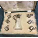 A cased French silver and glass mounted lemonade s