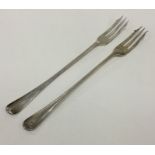 Two OE pattern silver pickle forks. Approx. 63 gra