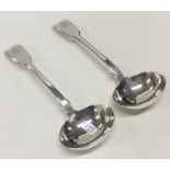 A good pair of crested silver fiddle pattern sauce